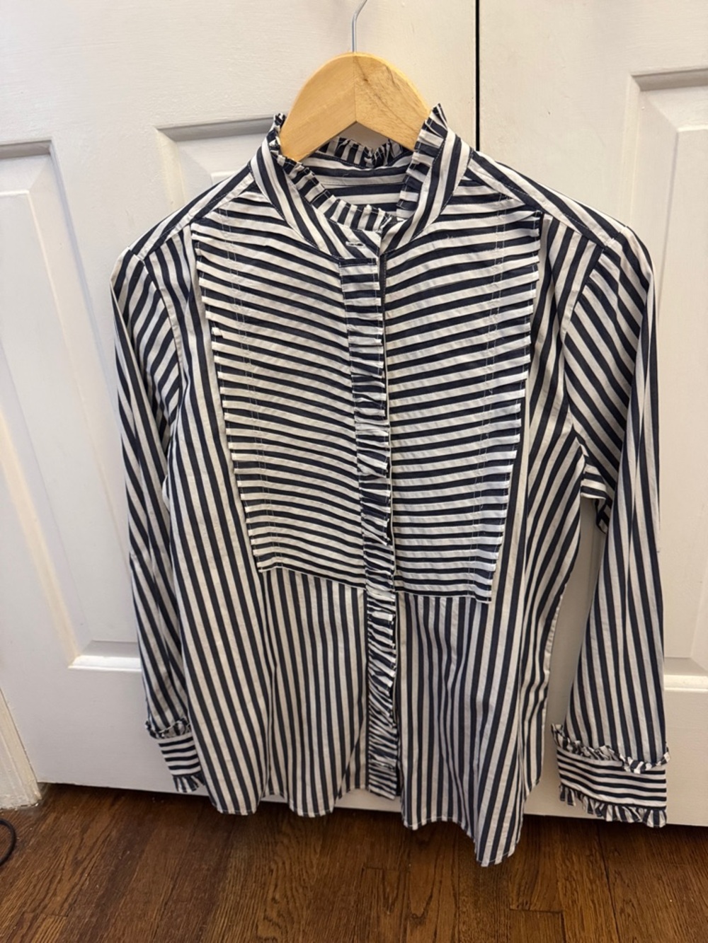 J. Crew Navy and White Striped blouse